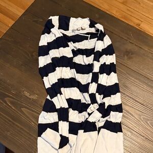 LOFT Navy and White Striped Cardigan
